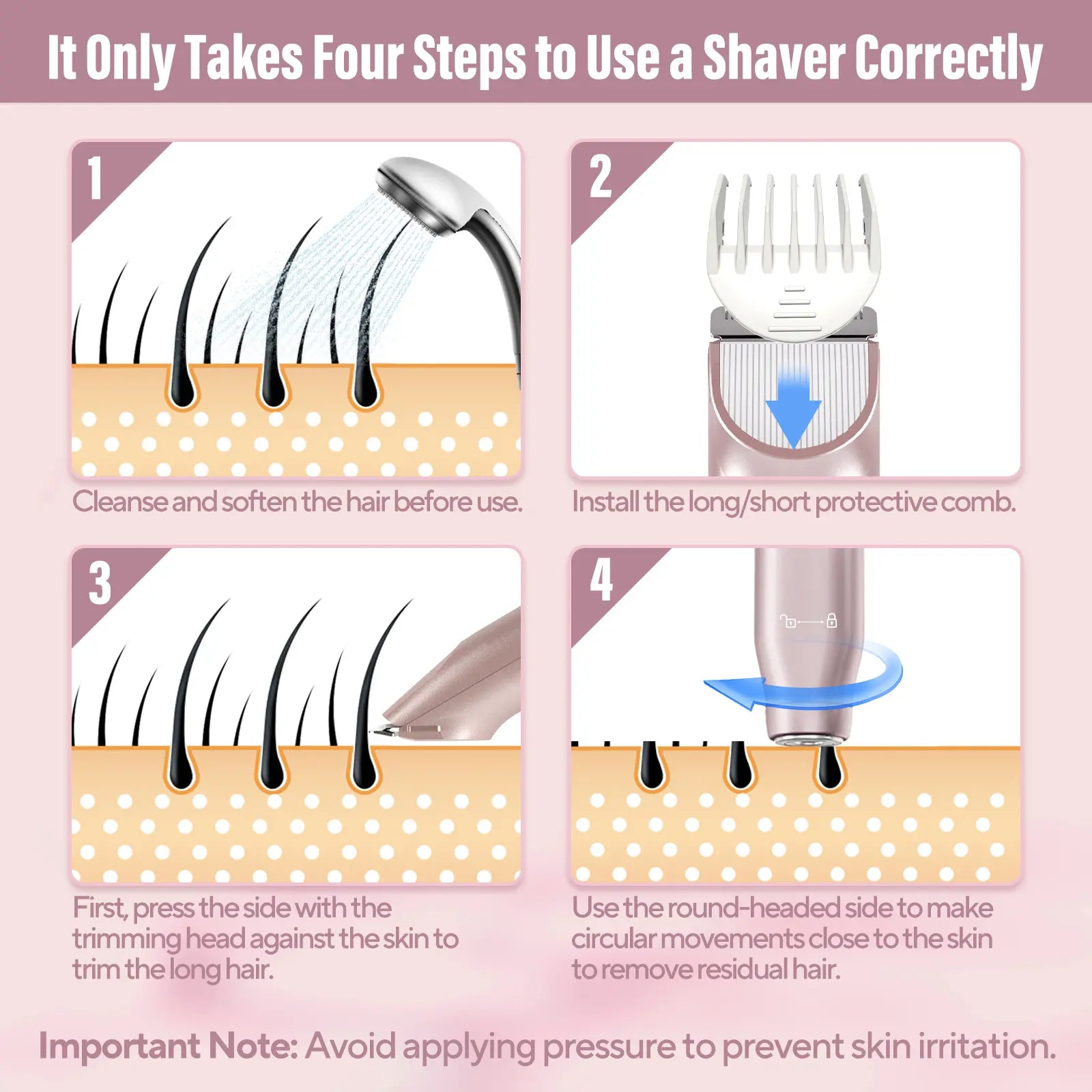 Akunbem Women's Bikini Trimmer - Rechargeable 2-in-1 Electric Shaver and Epilator for Body and Facial Grooming, Dual Heads for Painless Hair Removal, IPX7 Waterproof, Ideal for Holiday Gifting